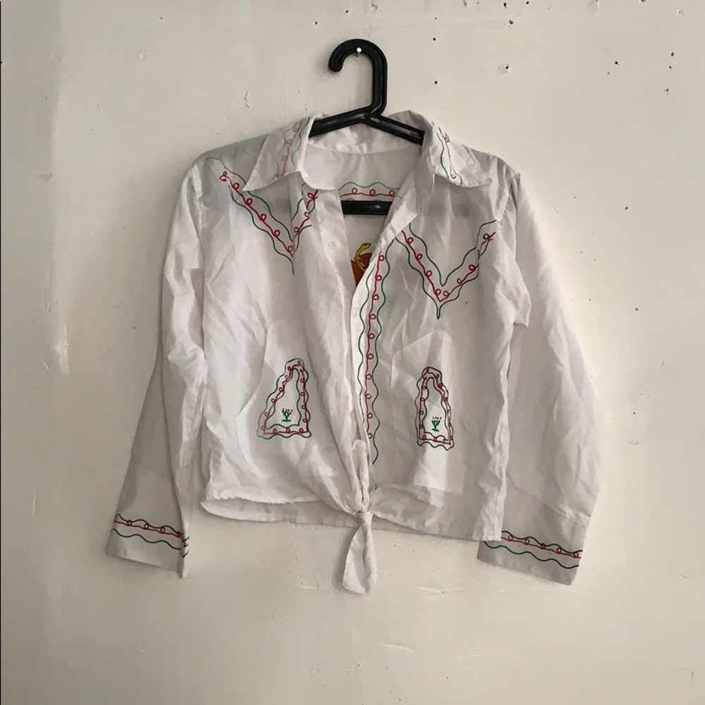 Vintage button down cropped shirt